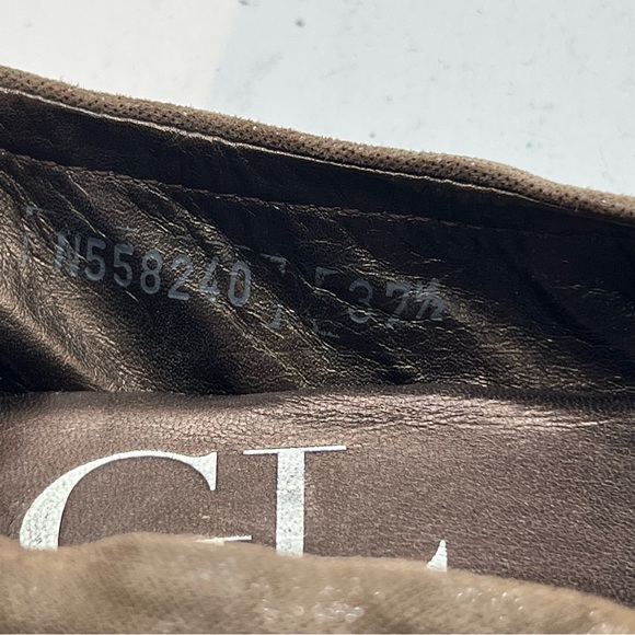 AGL Sz 37.5 Cap Toe Ballet Flats Snake Embossed Brown Suede US 7.5 - Picture 4 of 8